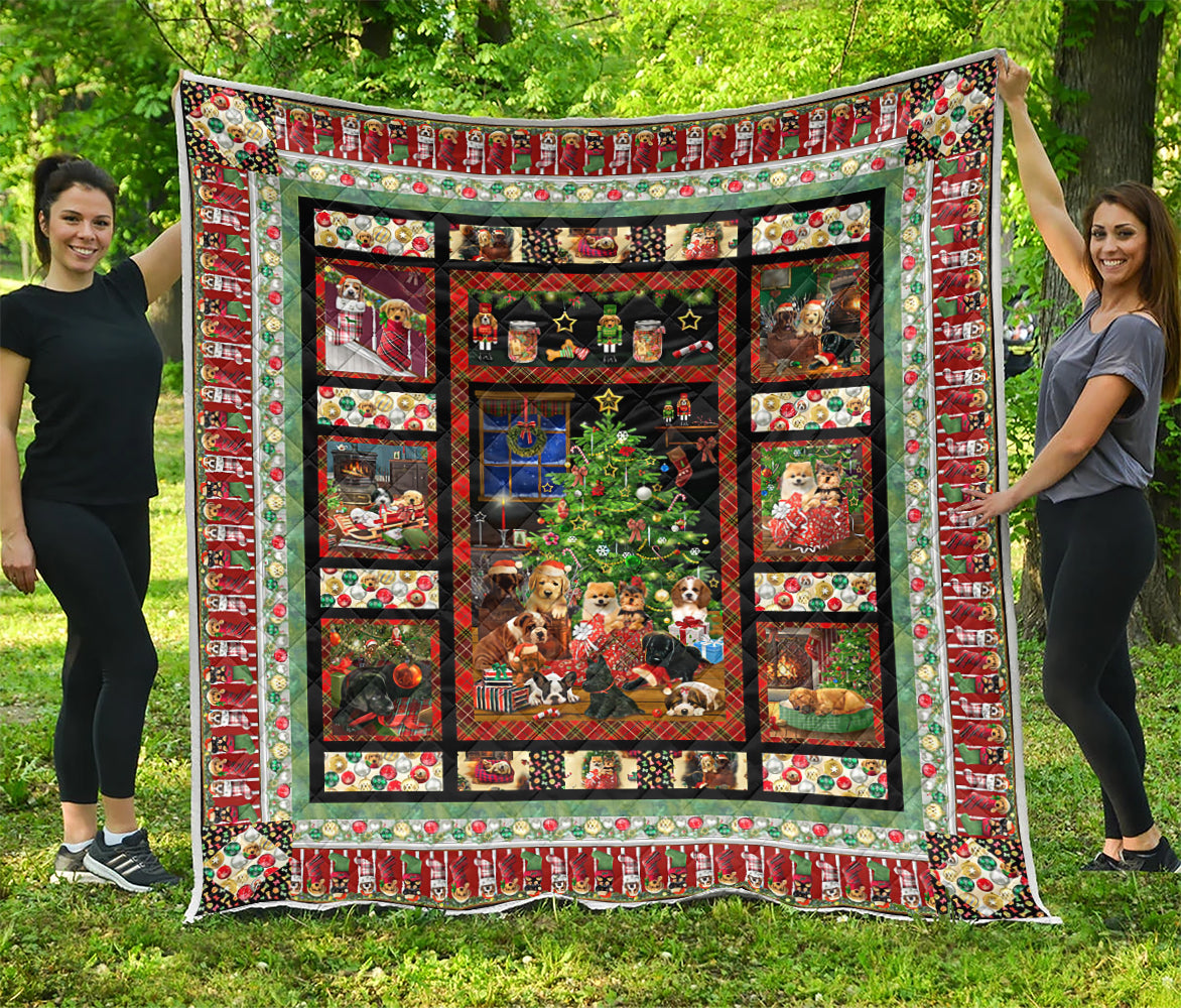 Christmas Puppy In Stock Quilt Blanket MN251008