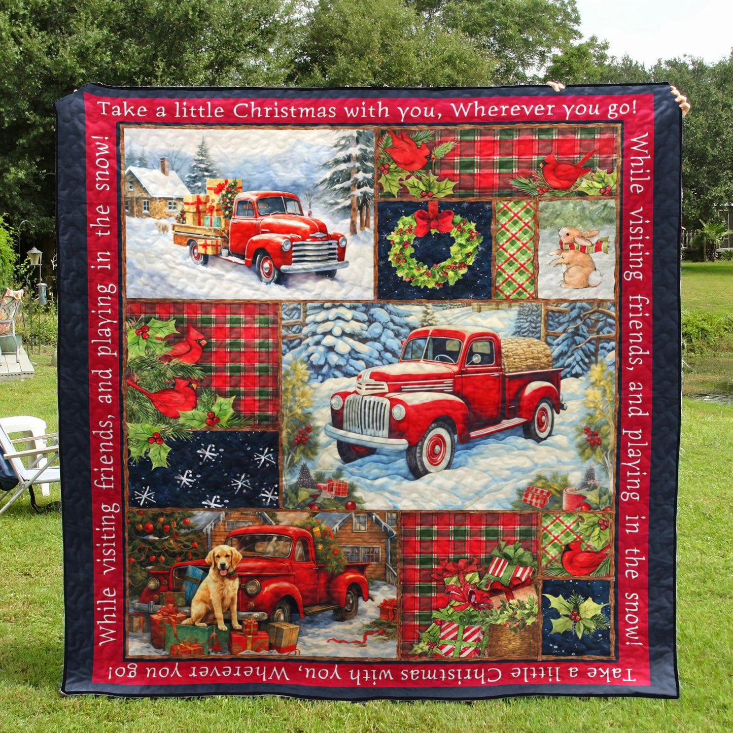 Christmas Red Truck CLT1610029H Art Quilt