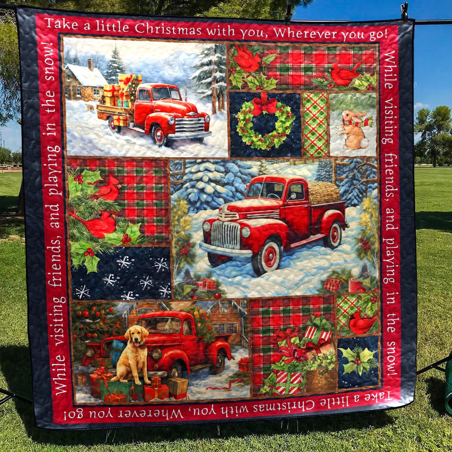 Christmas Red Truck CLT1610029H Art Quilt