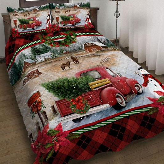 Christmas Red Truck Quilt Bedding Set CLM060902