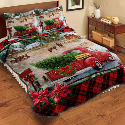 Christmas Red Truck Quilt Bedding Set CLM060902