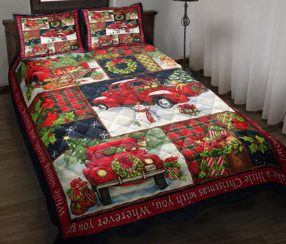 Christmas Red Truck Quilt Bedding Set TL090901