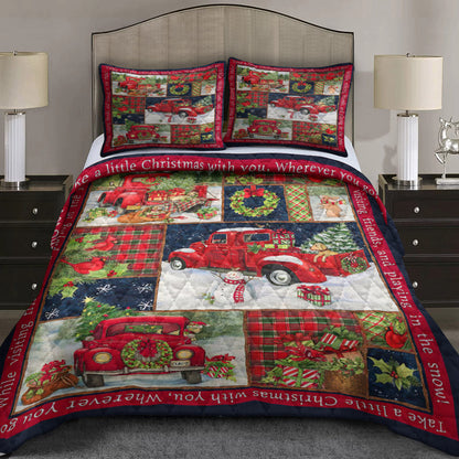 Christmas Red Truck Quilt Bedding Set TL090901