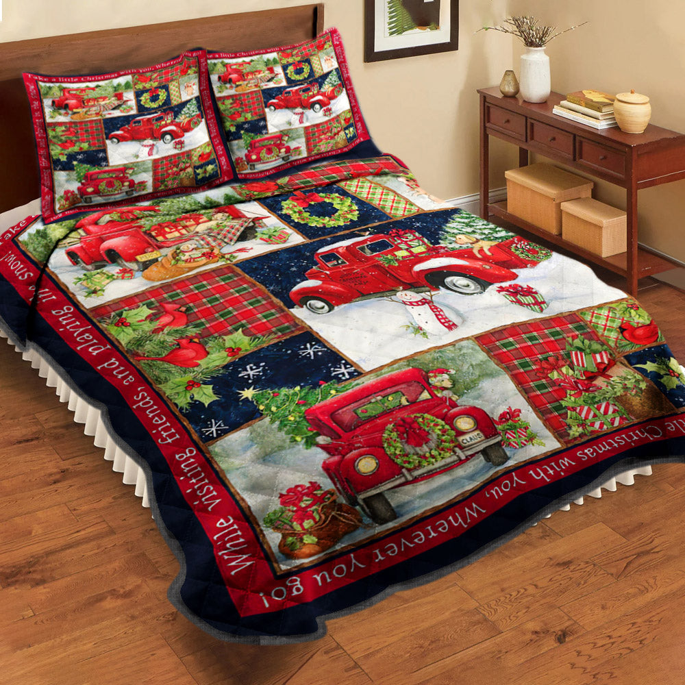 Christmas Red Truck Quilt Bedding Set TL090901