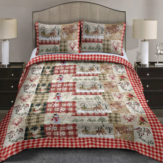 Christmas Rustic Lodge Deer Quilt Bedding Set CLA2909001qs