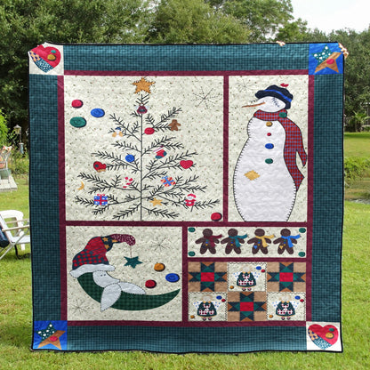 Christmas Snowman CLA1110158Q Quilt Blanket