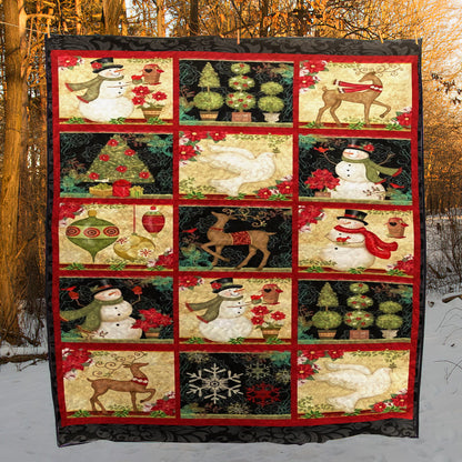 Christmas Snowman CLA1110174Q Quilt Blanket