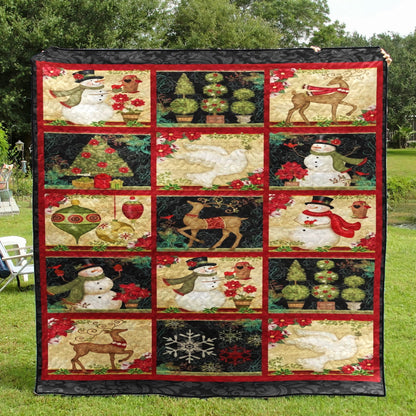 Christmas Snowman CLA1110174Q Quilt Blanket