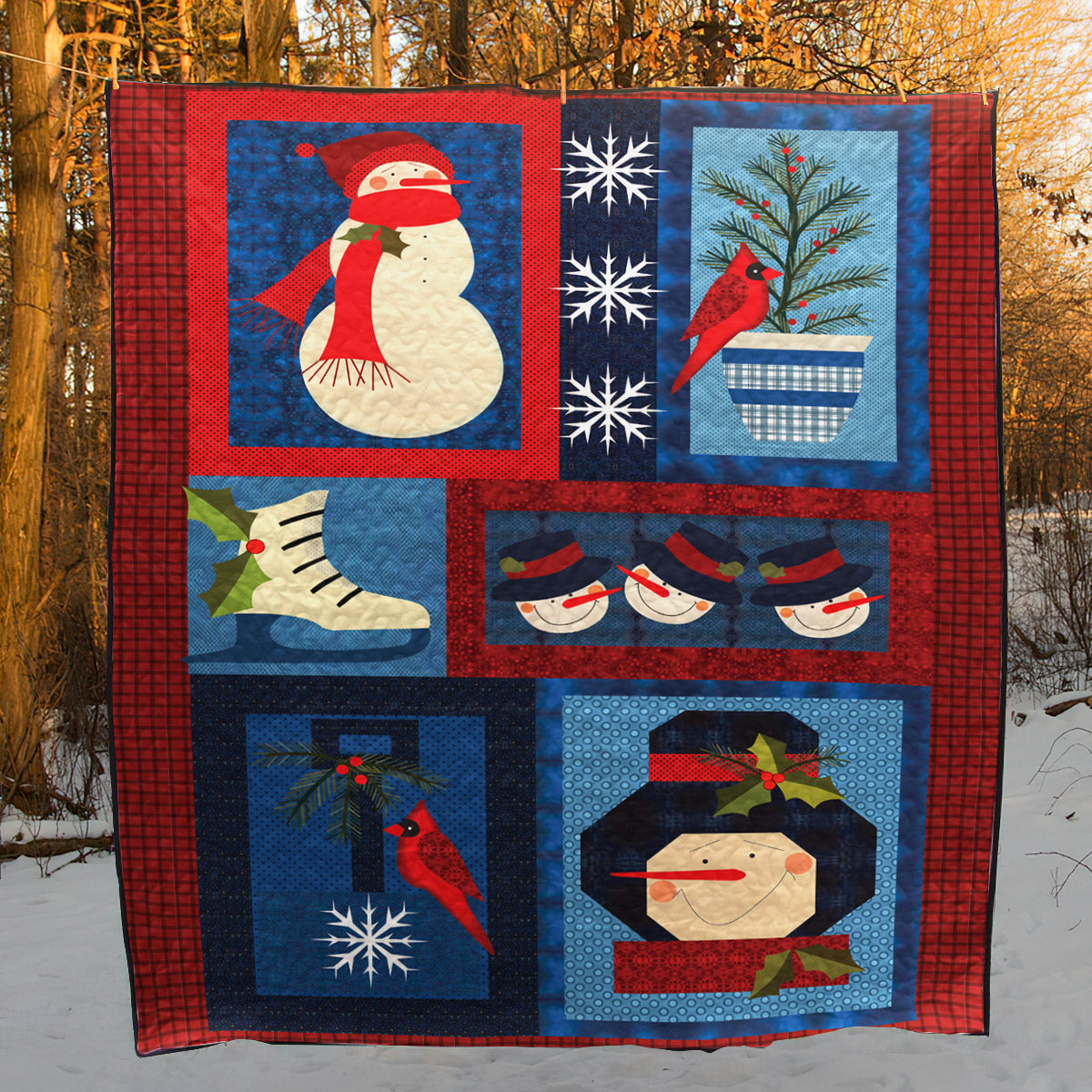 Christmas Snowman CLA1110177Q Quilt Blanket