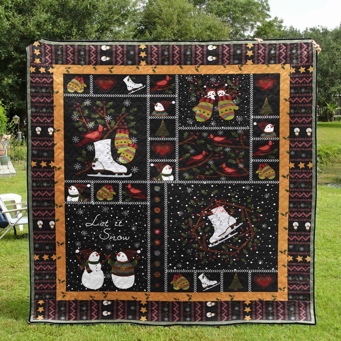 Christmas Snowman CLA1112623Q Quilt Blanket