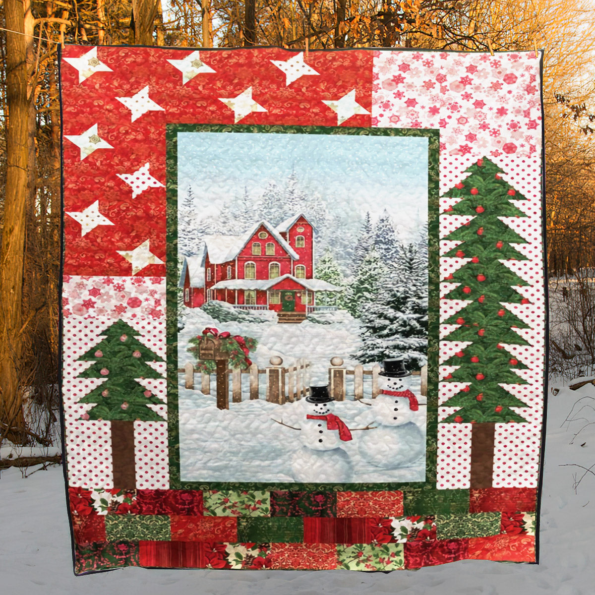 Christmas Snowman CLA1810149Q Quilt Blanket