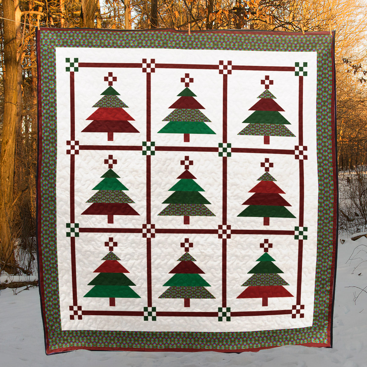 Christmas Tree CLA0910150Q Quilt Blanket