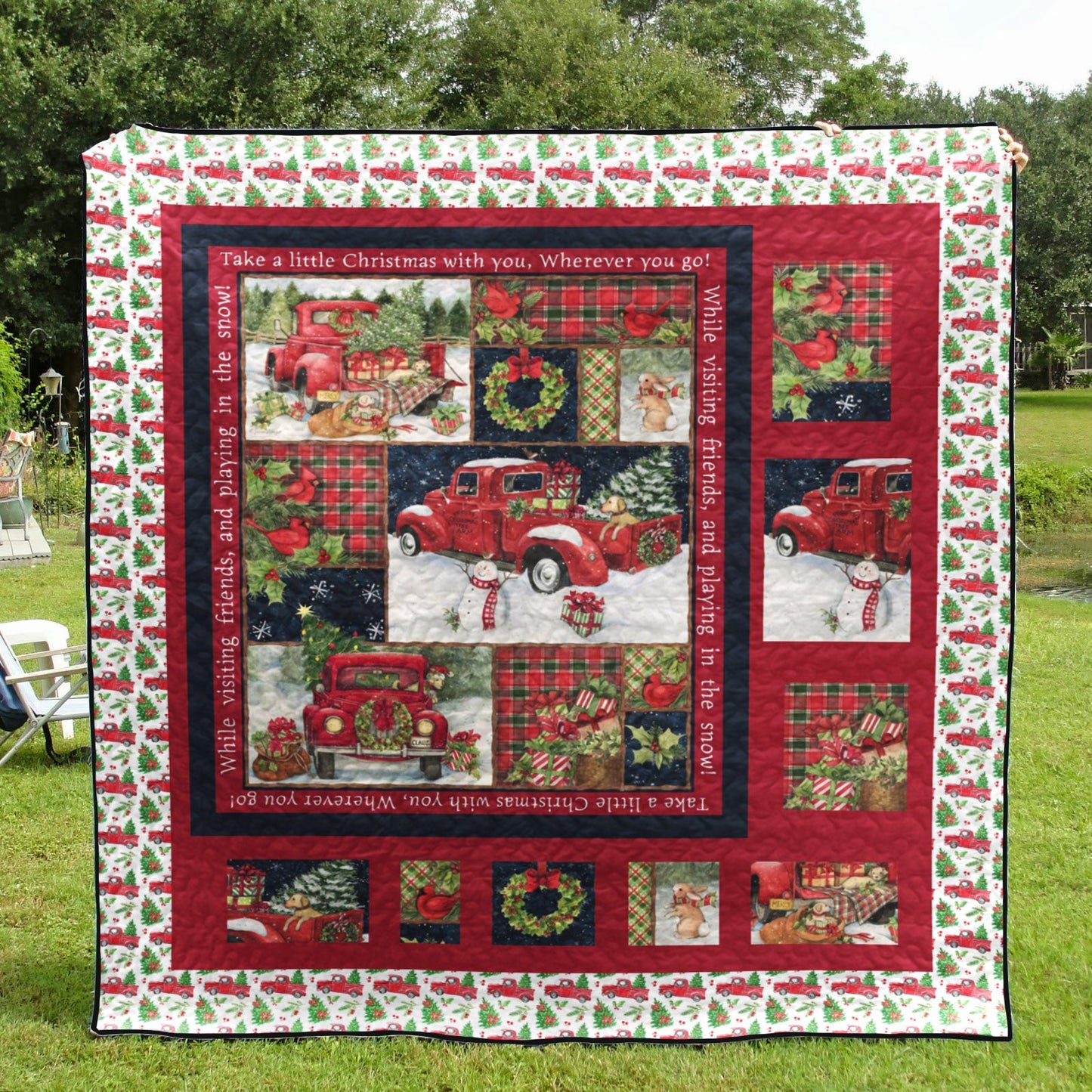 Christmas Truck CLA1010219Q Quilt Blanket