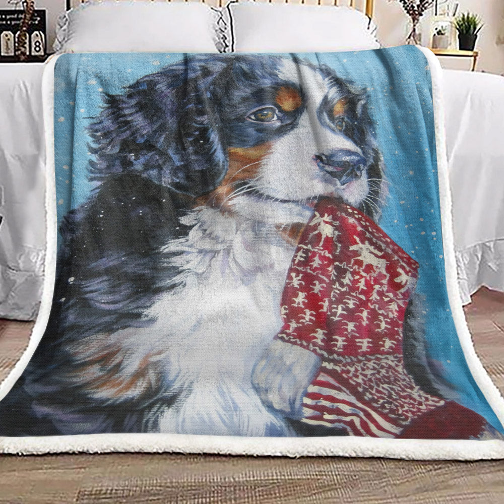 Christmas Bernese Mountain Dog DN1910039F Sherpa Fleece Blanket