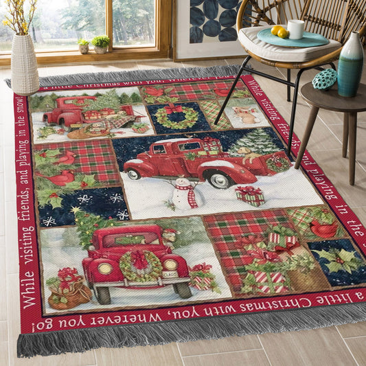 Christmas Car Snowman Cardinal Rabbit BT1210024O Decorative Floor-cloth