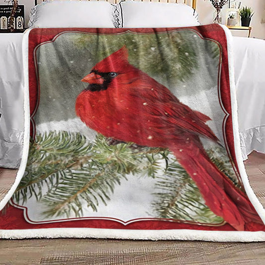 Christmas Cardinal BT111047F Sherpa Fleece Blanket