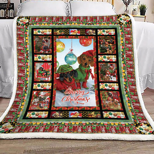 Christmas Dachshund YH25100759F Sherpa Fleece Blanket