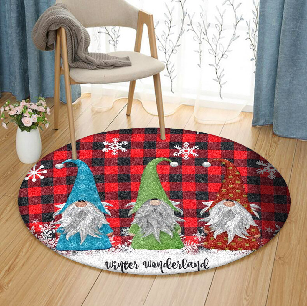 Christmas Gnome HN3110187RR Round Area Rug