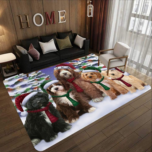 Christmas Hat Cockapoo Family Rectangle CLH2211033R Rug