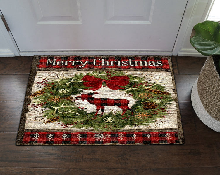 Christmas Moose Garden HN1111021D Non-slip Door mats