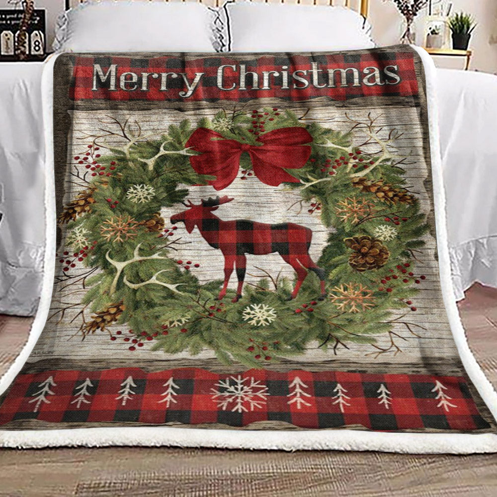Christmas Moose Garden HN1111059F Sherpa Fleece Blanket