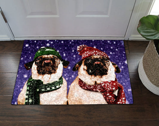 Christmas Pug BT23100055D Non-slip Door mats