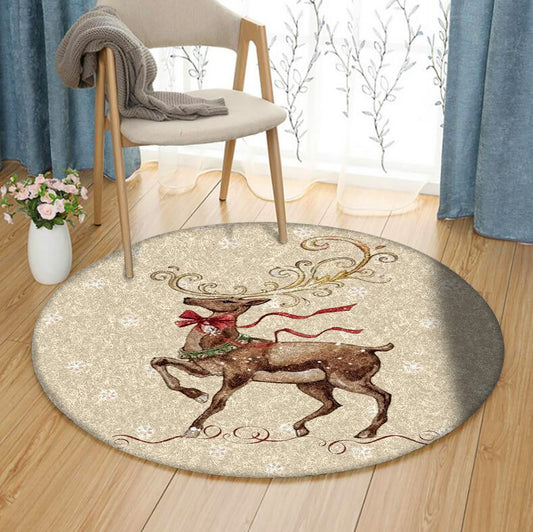 Christmas Reindeer BT2410169RR Round Area Rug
