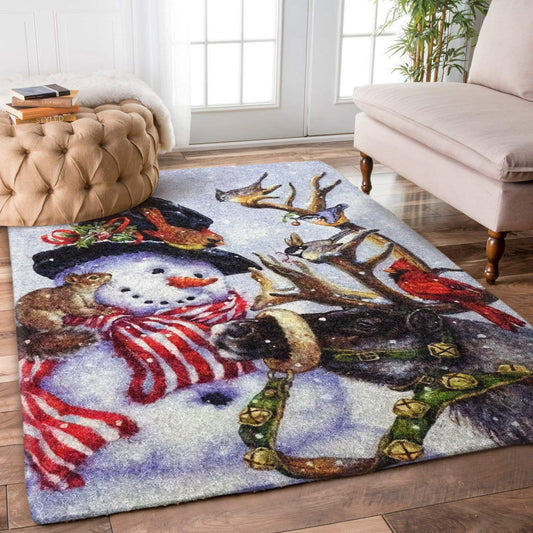 Christmas Santa Claus Reindeer Snowman Cardinal Bird BT2910068R Rug