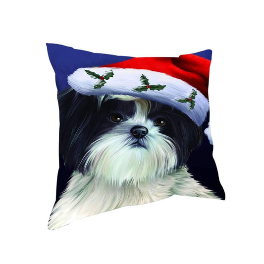 Christmas Shih Tzu Dog Holiday Portrait With Santa Hat CL18111429MDP Throw Pillow Covers