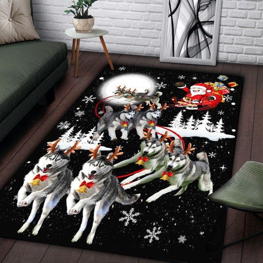 Christmas Siberian Husky Reindeer CLM2310130M Rug