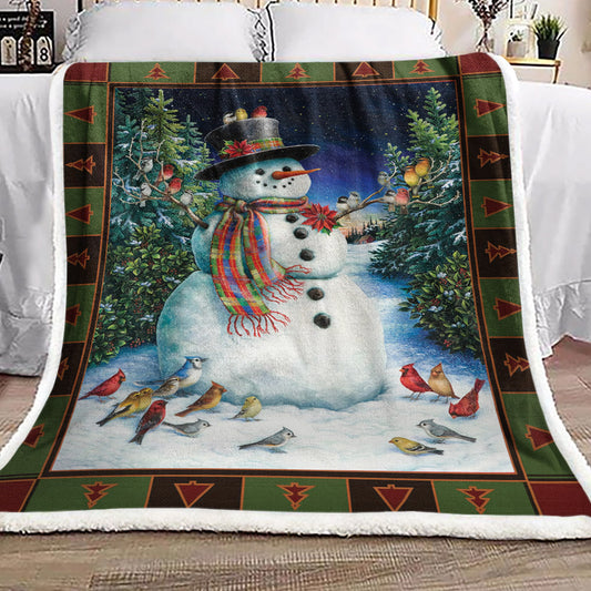 Christmas Snowman And Cardinal VD2310094F Sherpa Fleece Blanket