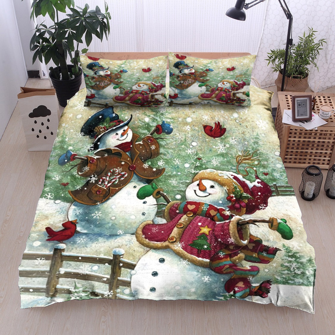 Christmas Snowman And Red Cardinal DD31100052B Bedding Sets