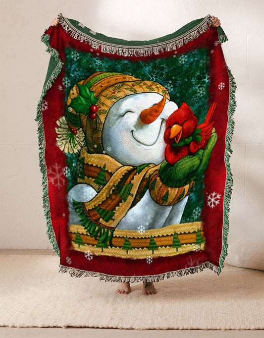 Christmas Snowman Cardinal BT2410053S Throw Blankets For Sofa