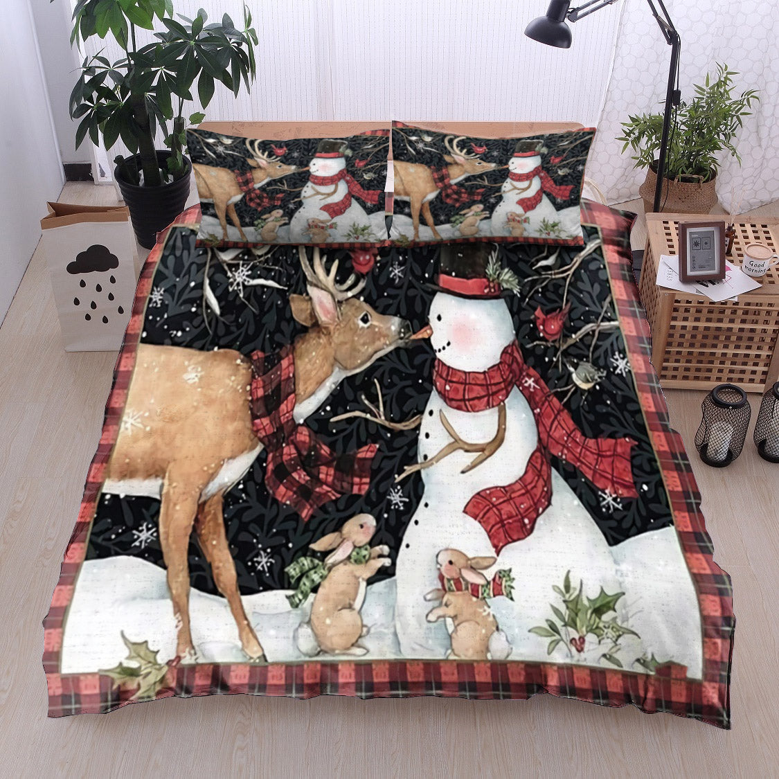 Christmas Snowman Cardinal Reindeer Rabbit BT25100105B Bedding Sets