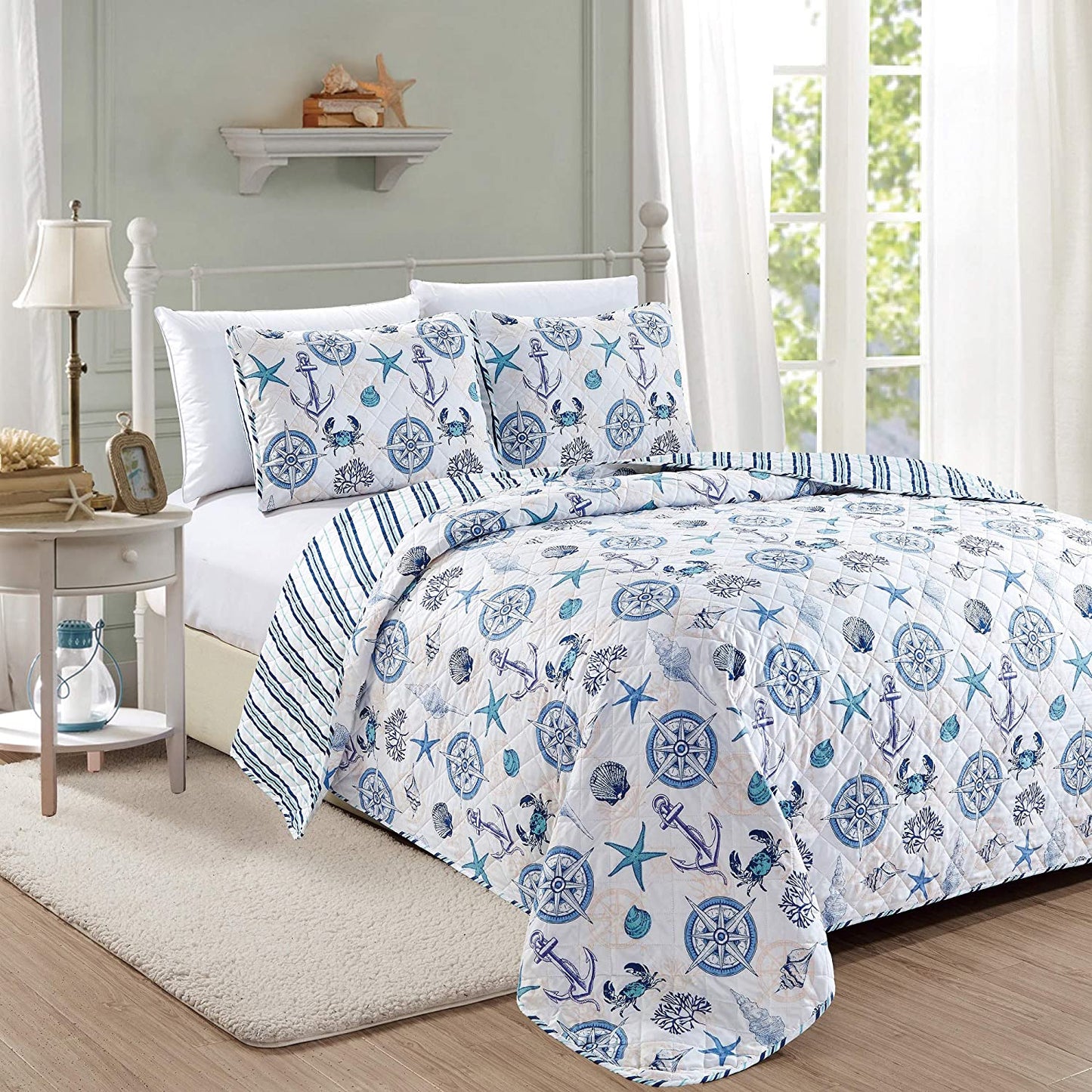 Coastal Sea Beach CLA0510150B Quilt Bedding Set