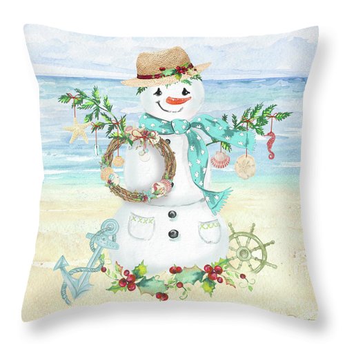 Coastal Christmas Snowman CLH18100228P Throw Pillow Covers