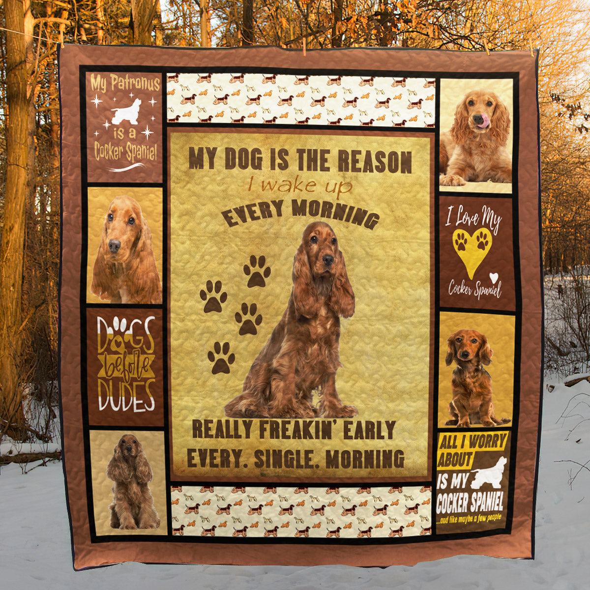 Cocker Spaniel Dog CL01110072MDQ Quilt Blanket