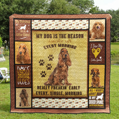 Cocker Spaniel Dog CL01110072MDQ Quilt Blanket