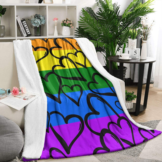 Colored Hearts CLA1110188F Sherpa Fleece Blanket