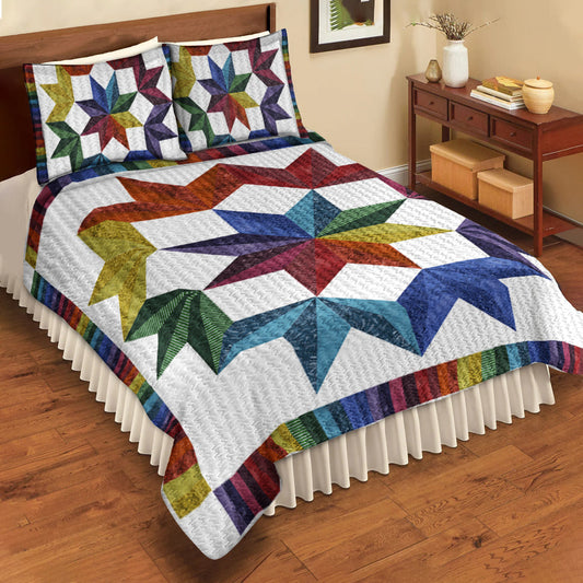 Colorful Carpenter Star Quilt Bedding Set TN270502DQBS