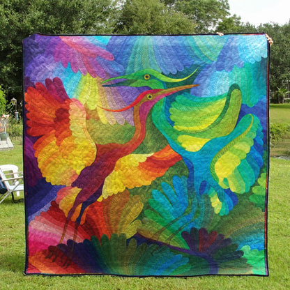 Colorful Cranes CLA0511255Q Quilt Blanket