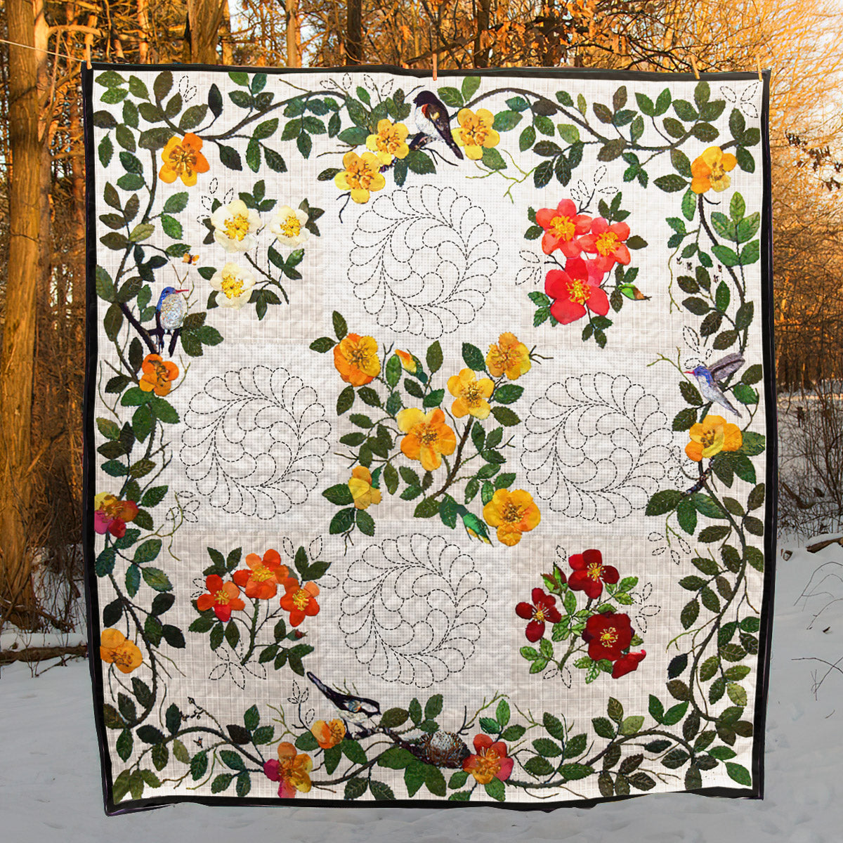 Colorful Flower CLA0810094Q Quilt Blanket