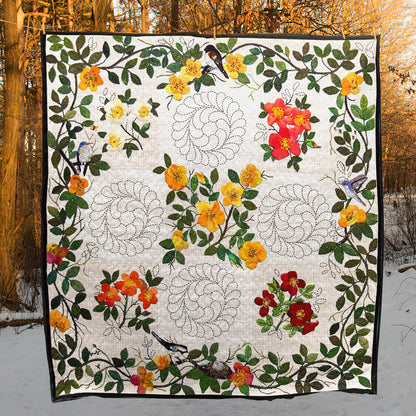 Colorful Flower CLA0810094Q Quilt Blanket