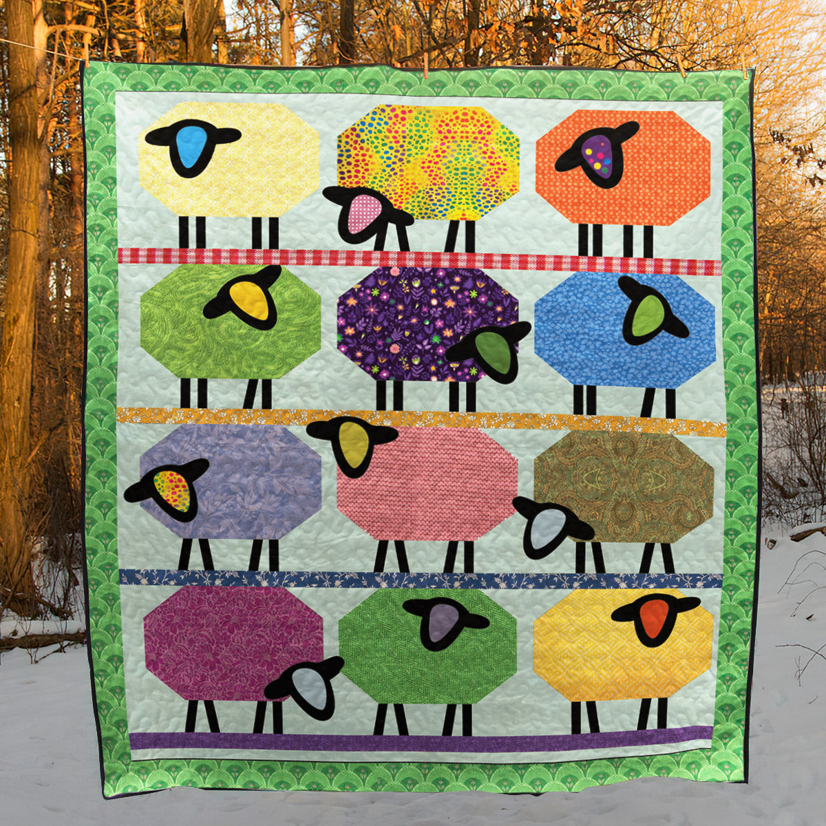 Colorful Sheep CLP1111122Q Quilt Blanket