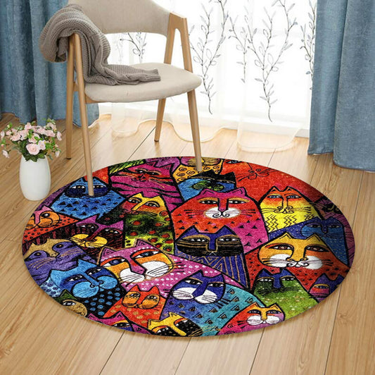 Colorful Cat BT190808RR Round Area Rug