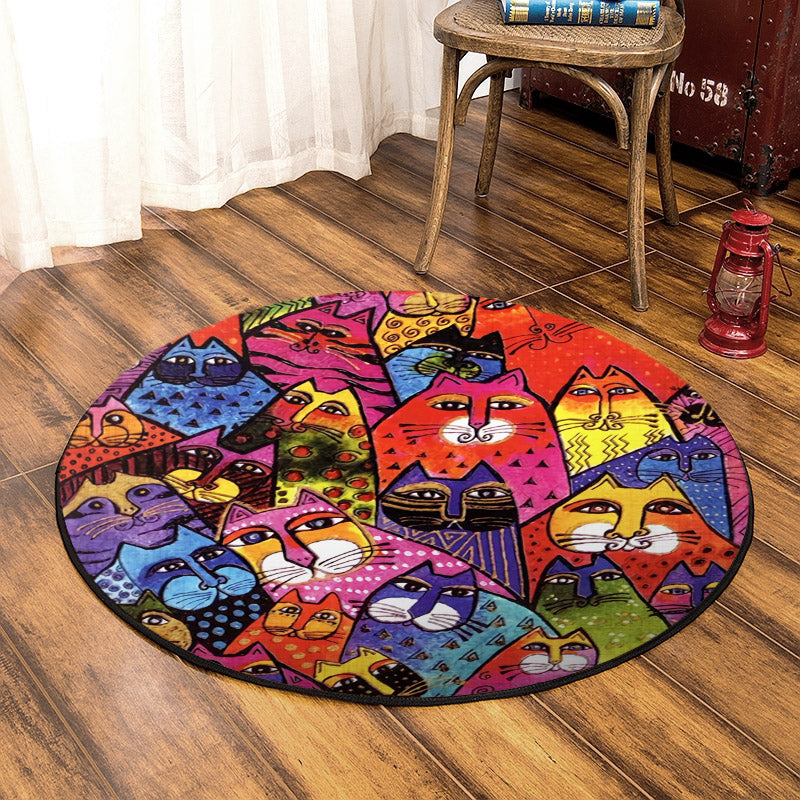 Colorful Cat BT190808RR Round Area Rug