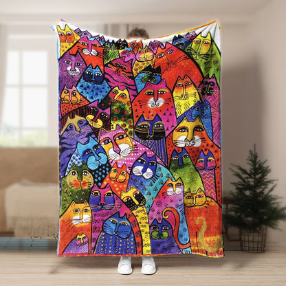 Colorful Cat BT200815F Sherpa Fleece Blanket