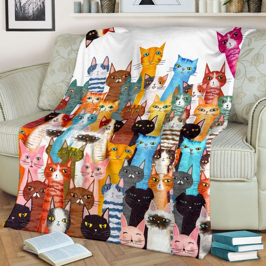Colorful Cats CLH2511118F Sherpa Fleece Blanket