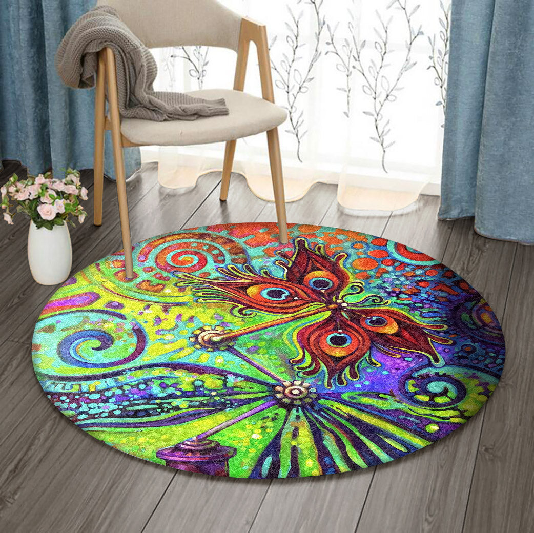 Colorful Dragonfly BT1510029RR Round Area Rug