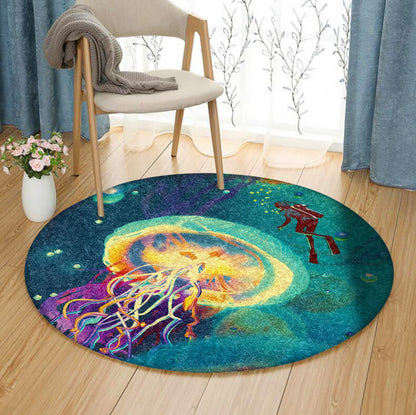 Colorful Jellyfish CLG1110043C Round Area Rug